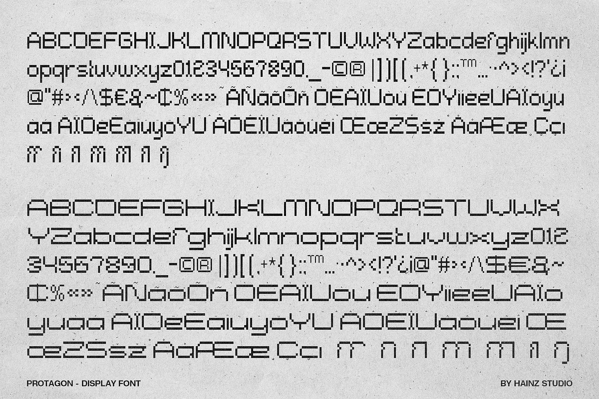 PROTAGON - Modern Pixel Display Font, a Sans Serif Font by Hainz Studio (Photo 2 of 13)