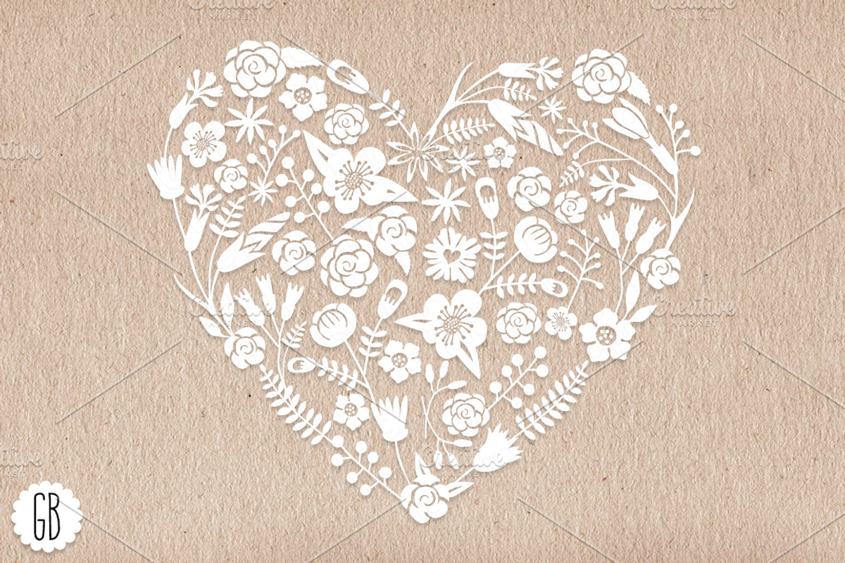 Floral heart wreaths papel picado, an Illustration by GrafikBoutique (Photo 2 of 3)