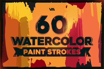 60 Watercolor Paint Strokes Brushes