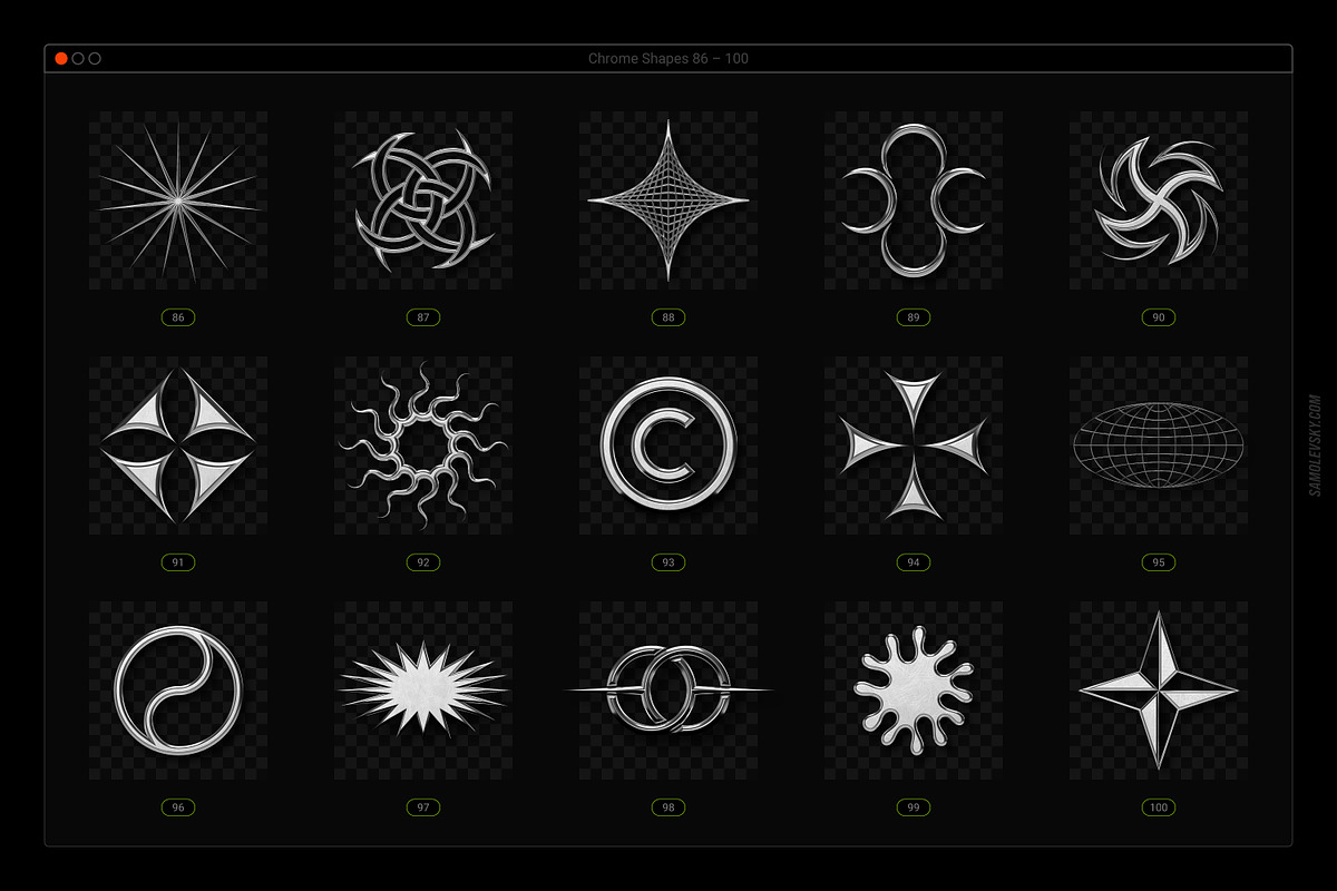 Acid & Chrome Abstract Shapes Bundle, an Object Graphic by Samolevsky (Photo 16 of 25)