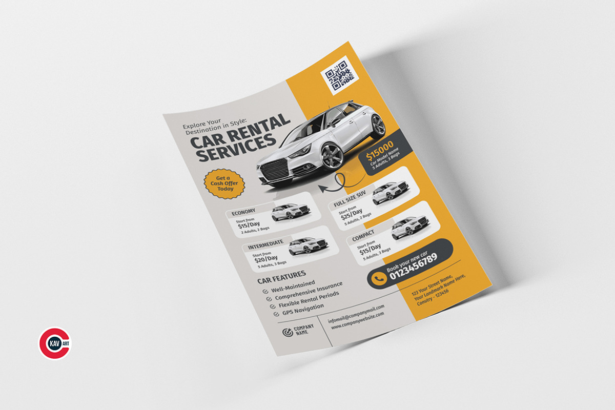 Car Rental Flyer Template Design, a Flyer Template by C-Kav (Photo 4 of 4)