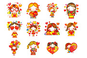 Valentine Cute Girl Clipart, an Illustration by Design Market (Thumbnail 2 of 3)