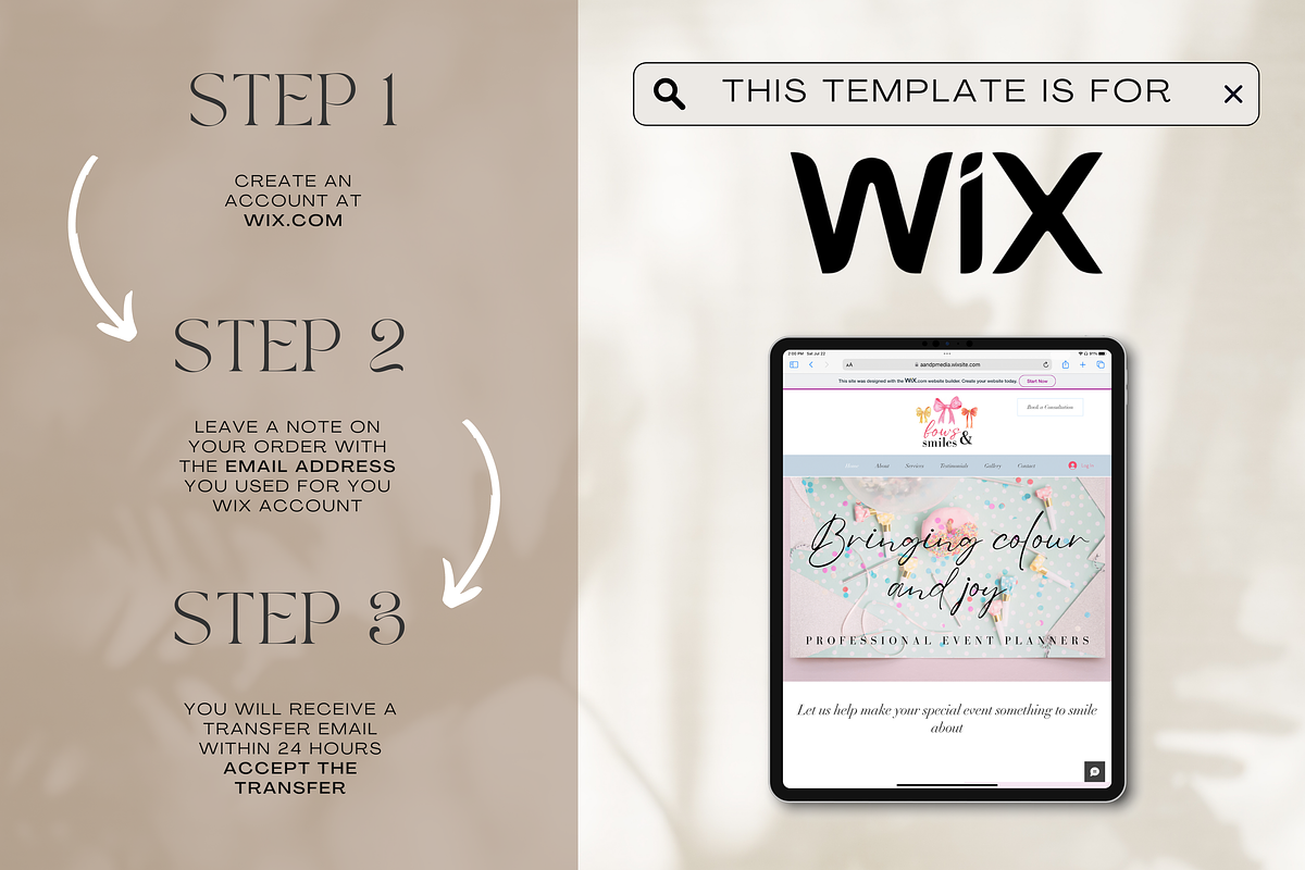 Wix Website Design for Event Planner, a Websites & App Template by Cosmic Design (Photo 4 of 9)
