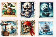 Nautical Pirates Stamp Postage, an Illustration by CreationArt (Thumbnail 4 of 5)