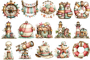 Whimsical Nautical Summer Clipart, an Illustration by OK Design (Thumbnail 2 of 6)