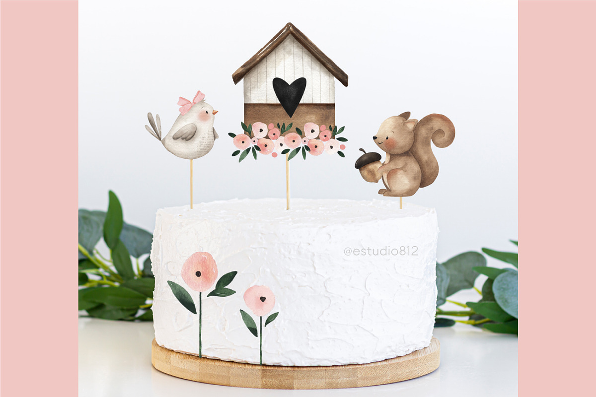 Cute garden watercolor clipart set, an Animal Illustration by Estudio 812 (Photo 4 of 8)