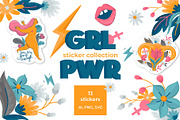 Girl Power Sticker Vector Collection, an Illustration by Kate Galunga Artstore (Thumbnail 1 of 6)