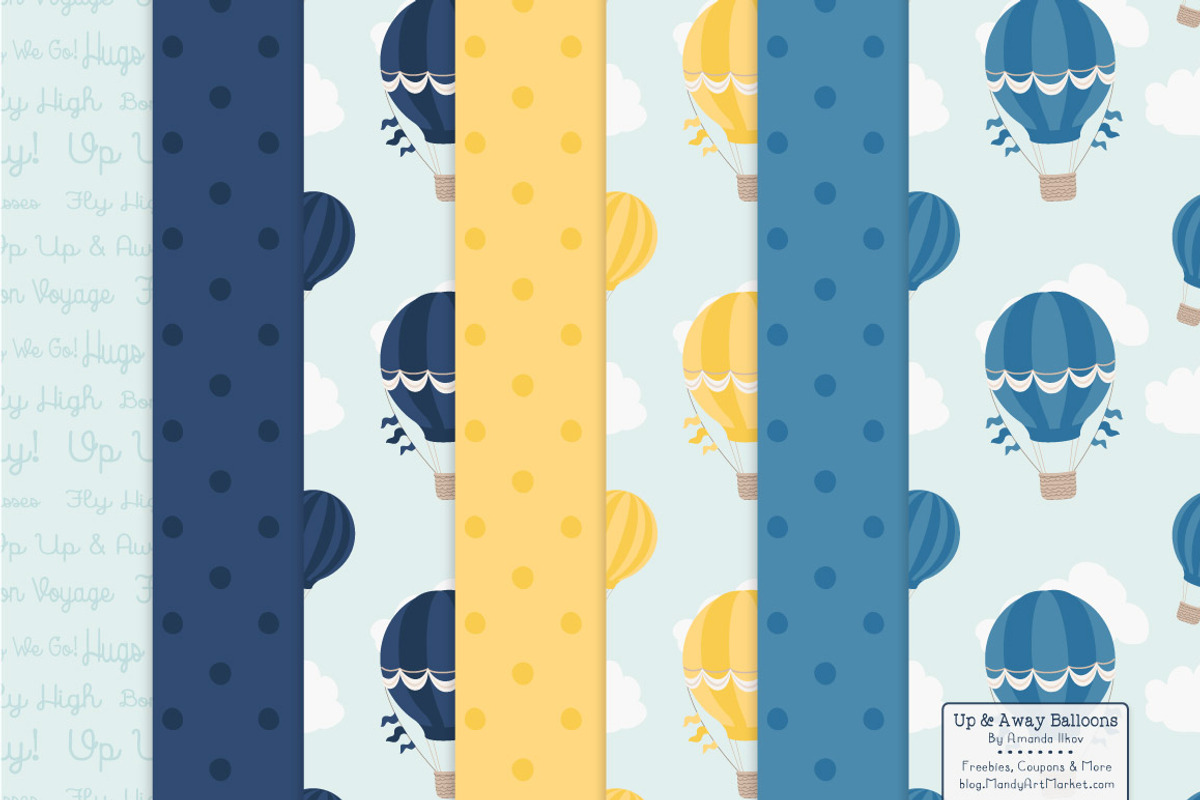 Navy & Lemon Hot Air Balloons, an Illustration by Amanda Ilkov (Photo 5 of 5)
