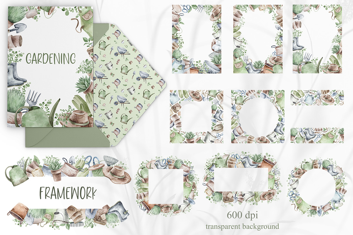 Watercolor Gardening Clipart Set, a Seasonal Illustration by LenArt (Photo 6 of 15)