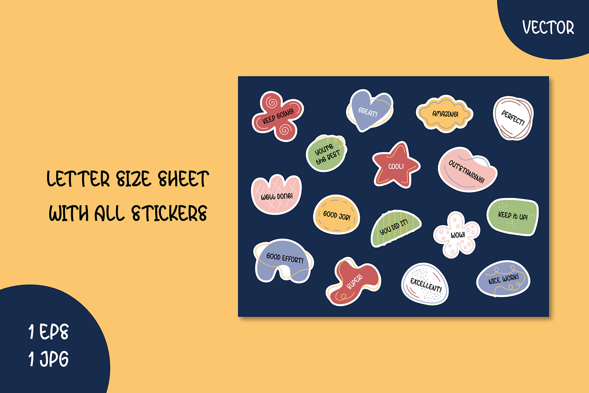 Motivational Stickers Pack | Vector, a Stationery Template by AnnaViolet_store (Photo 2 of 5)