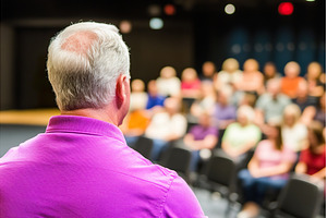 Elderly caucasian male presenting to, a School & Education Photo by Lermont51