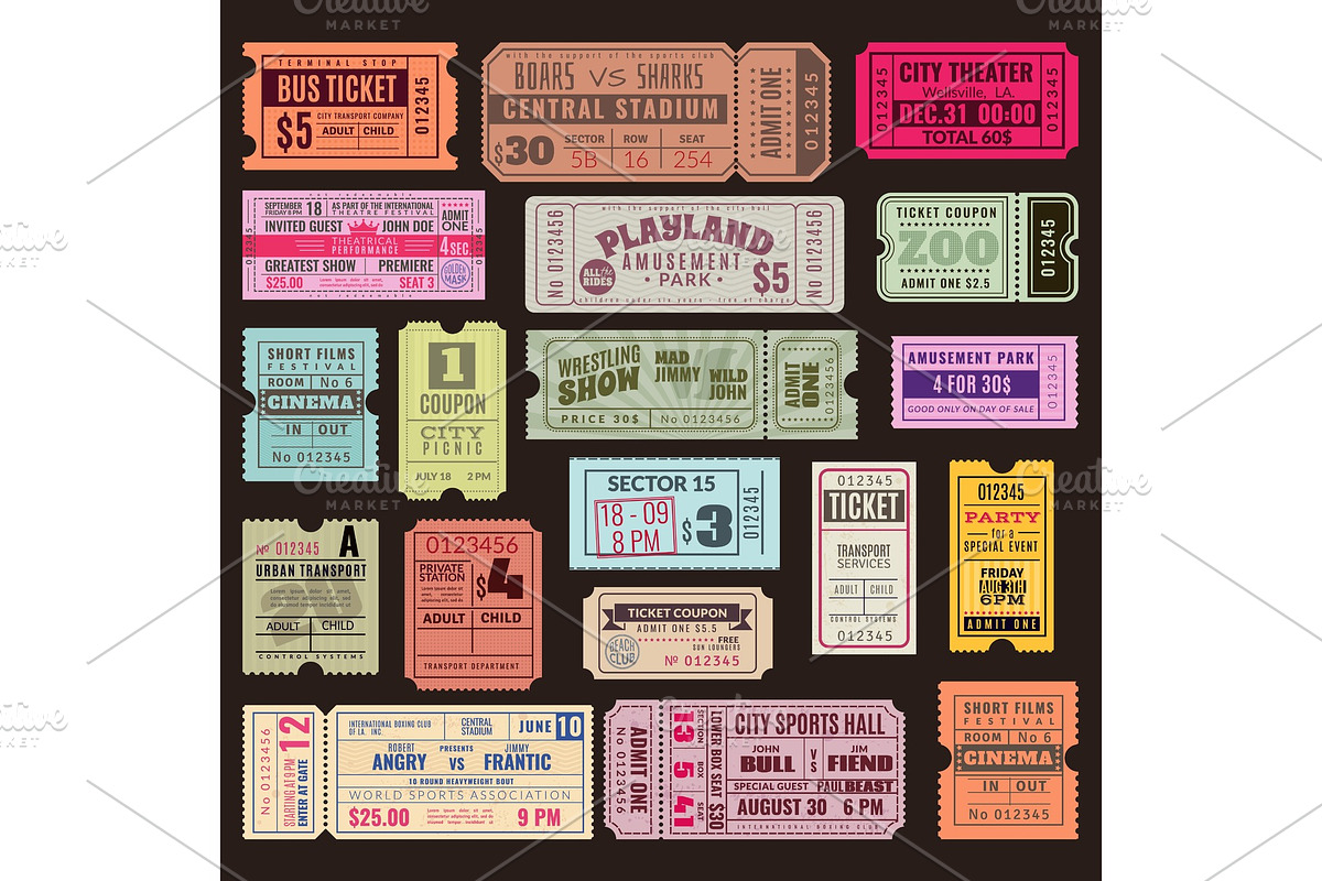 Cinema or theater ticket set, a Decorative Illustration by YummyBuum