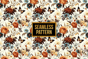 Fall Boho Floral Butterflies Pattern