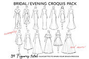Sale- Bridal/Evening Croquis Pack, an Illustration by Art by Lin (Thumbnail 1 of 5)