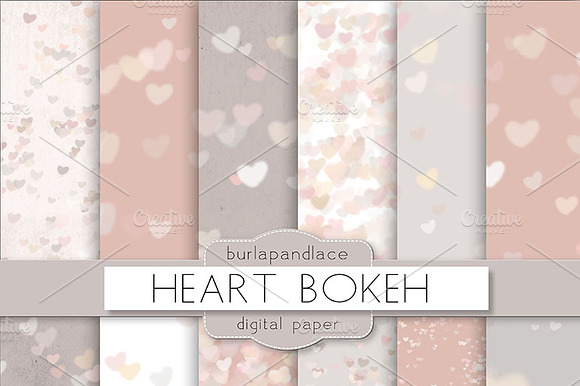 Heart bokeh digital paper preview 2