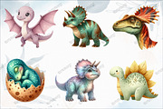 Dinosaurs Watercolor Clipart, an Illustration by designcity5 (Thumbnail 3 of 5)