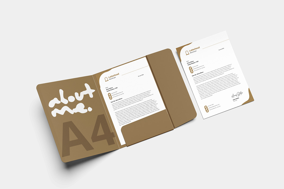 A4 Folder with Letterhead Mockup, a Books & Magazine Mockup by AnasStudio