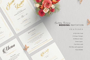 Golden Wedding Invitation Suite