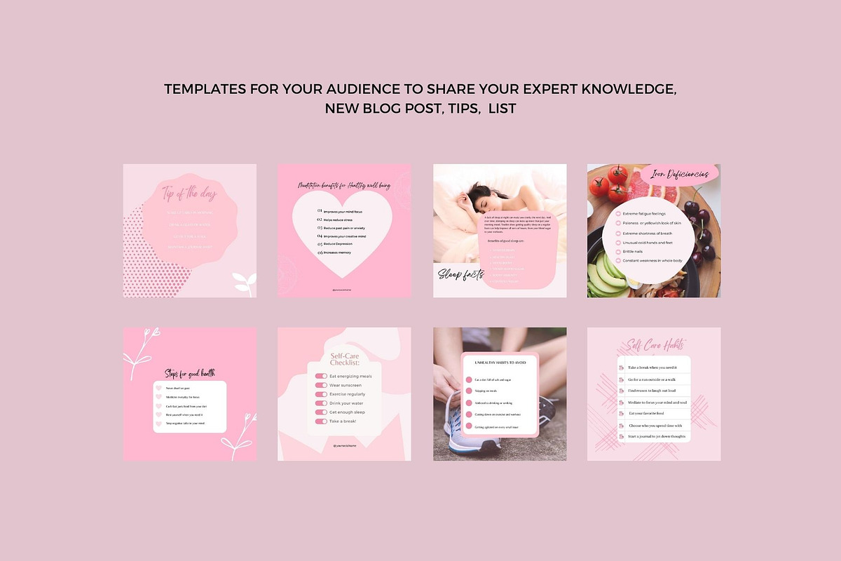 Wellness Instagram Template Canva, a Social Media Template by Deepa Template Studio (Photo 3 of 12)