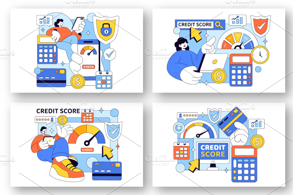 10 Credit Score Vector Illustration, a Finance Illustration by denayunebgt (Photo 3 of 4)
