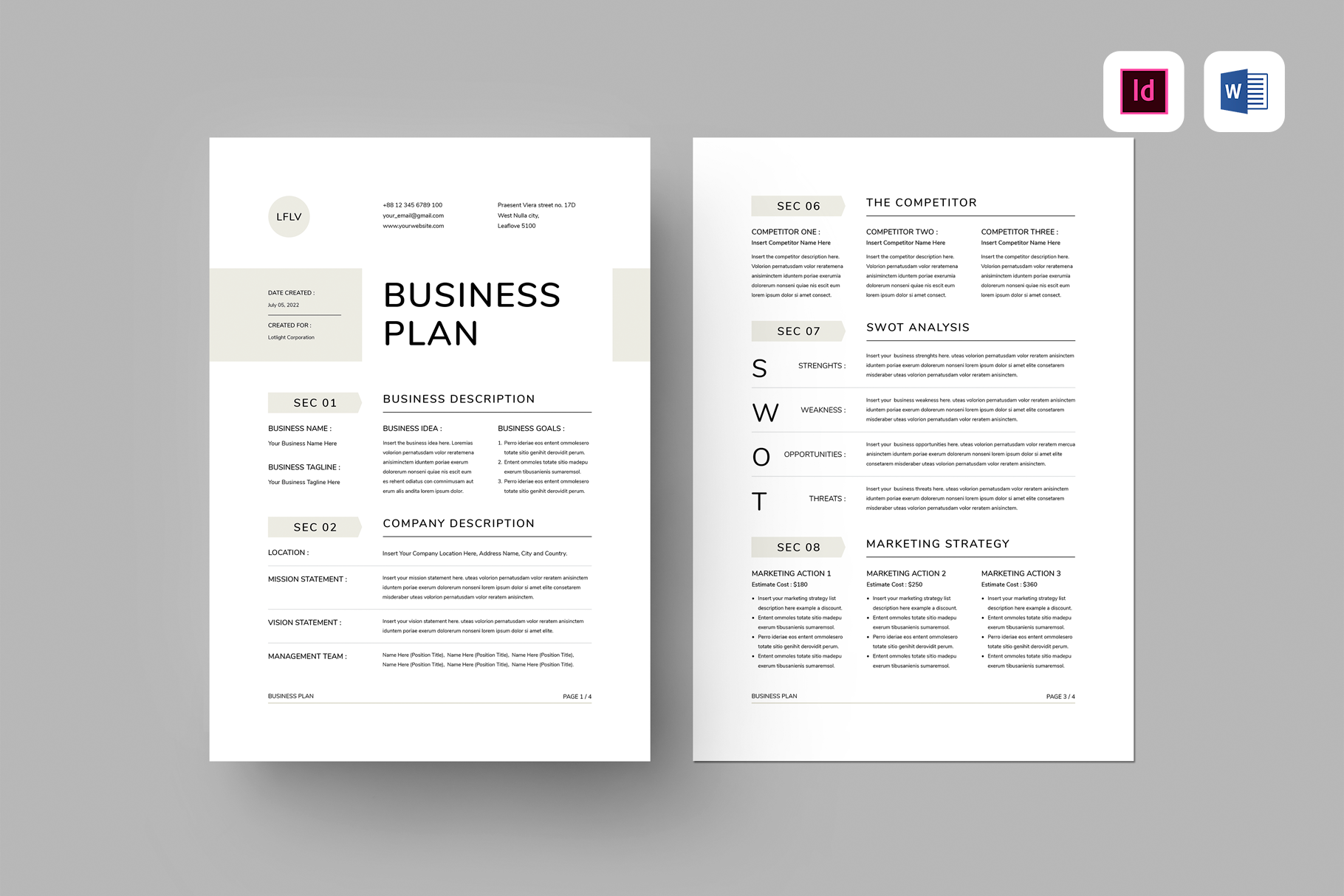 Business Plan | MS Word & Indesign, a Stationery Template by Leaflove