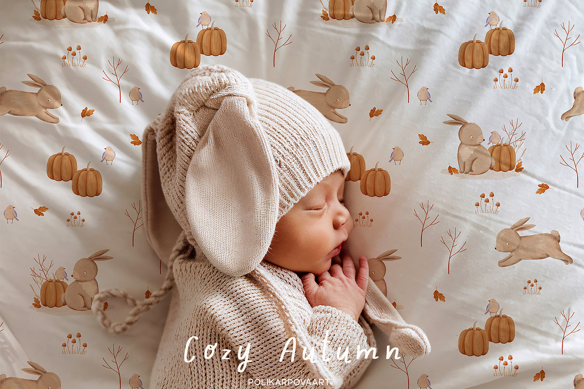 Cozy Autumn - baby clipart & pattern, a Decorative Illustration by polikarpovaart (Photo 4 of 17)