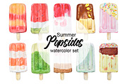 Summer Popsicle Watercolor set, a Food Illustration by Marge Art (Thumbnail 1 of 3)