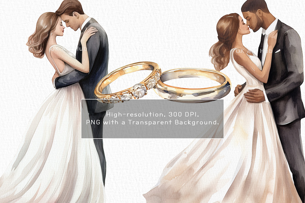 Boho Watercolor Wedding Clipart, a Decorative Illustration by OKArtHub (Photo 12 of 12)
