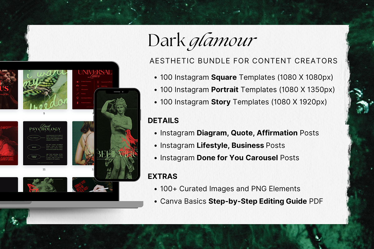 Dark Glamour Social Media Bundle, a Social Media Template by The Flossy Finch (Photo 2 of 13)