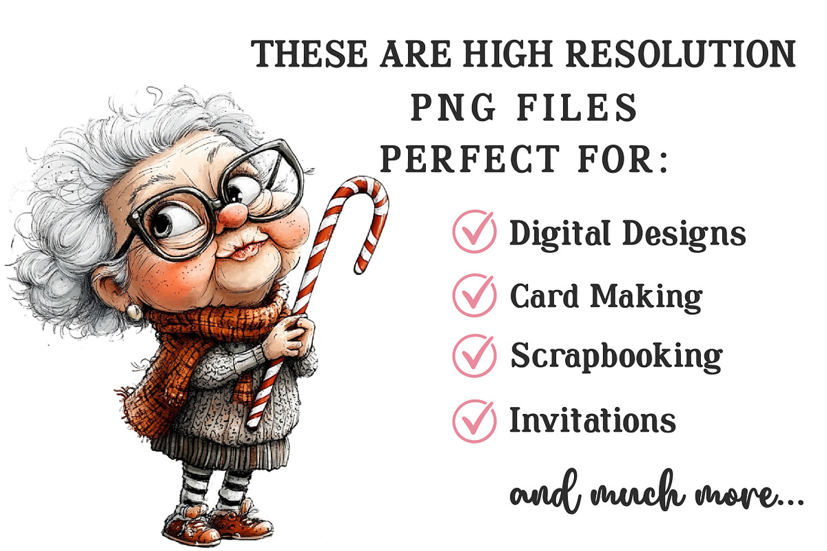 Whimsical Christmas Grandma Clipart, an Illustration by OK Design (Photo 6 of 6)