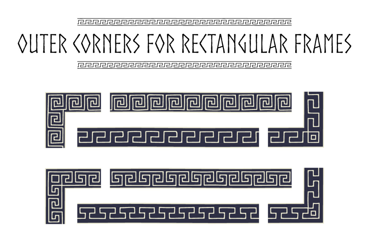 Blue and white greek meander brushes, a Brush Add-On by ekmelica (Photo 2 of 5)