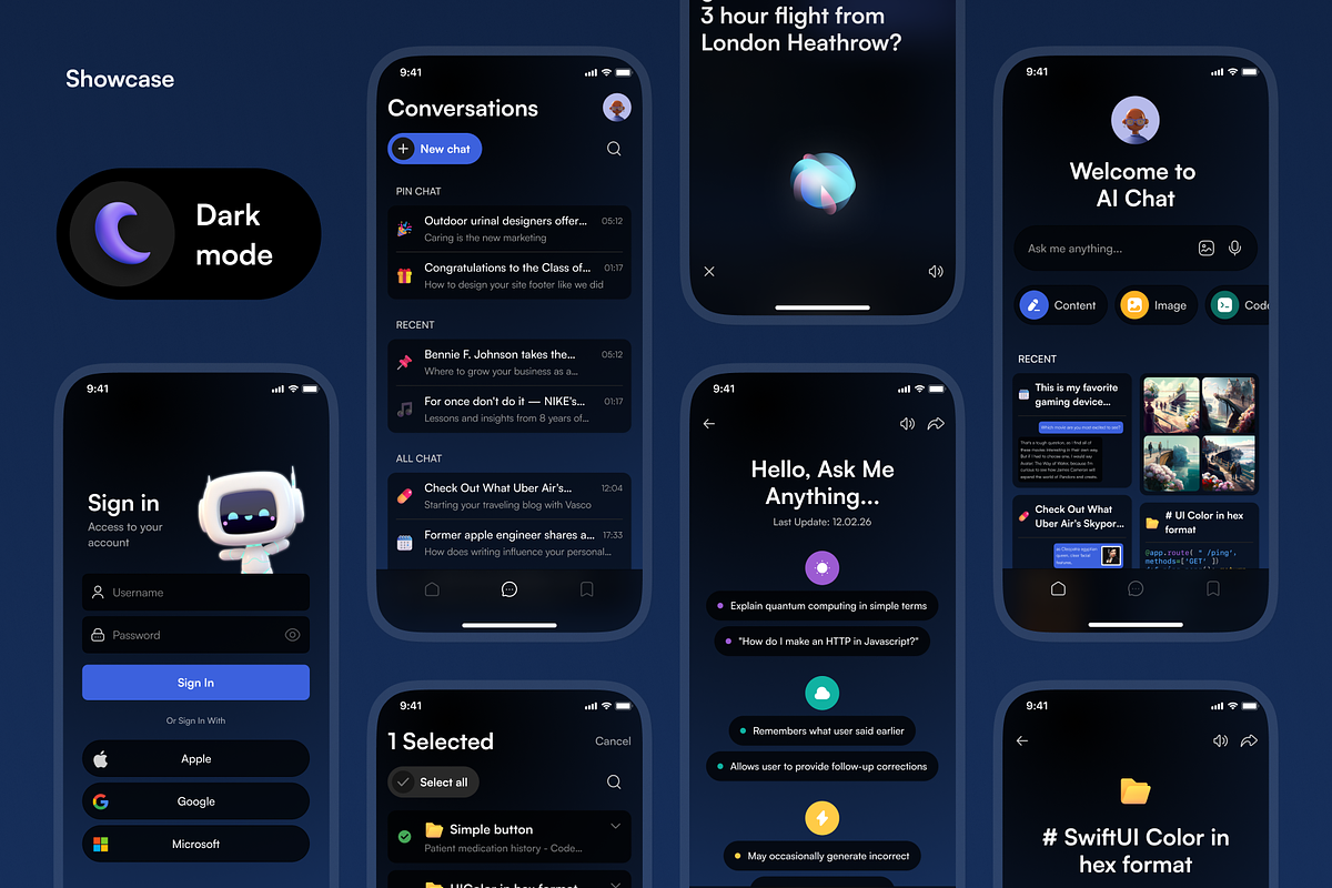 AI Chatbot UI Kit | Figma | App Design | Creative Market image.