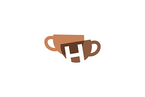 H Letter Coffee Cup Overlapping