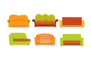Sofas and Couches Vector Set, an Object Illustration by TopVectors