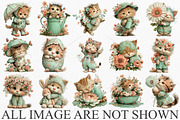 Whimsical Funny Spring Cats Clipart, a Seasonal Illustration by Canvas Craft (Thumbnail 3 of 7)
