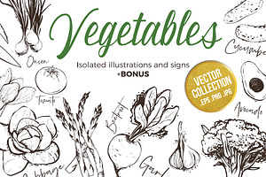 Outline Vegetables Set + Pattens