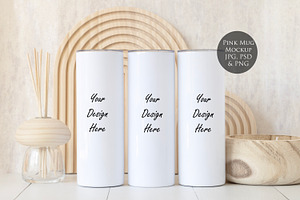 Double Skinny Tumbler Mockup, a Cups & Container Mockup by WanderlustLens