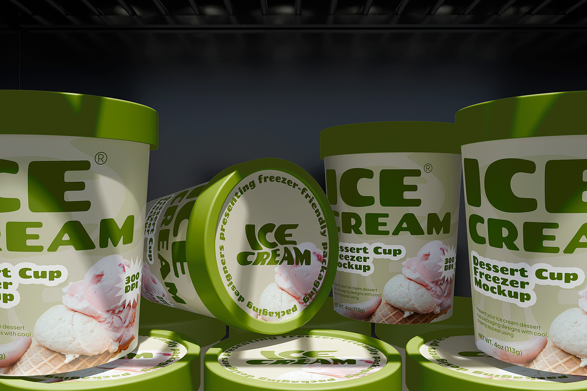 Ice Cream Dessert Cup Freezer Mockup, a Cups & Container Mockup by Unerispace (Photo 3 of 5)