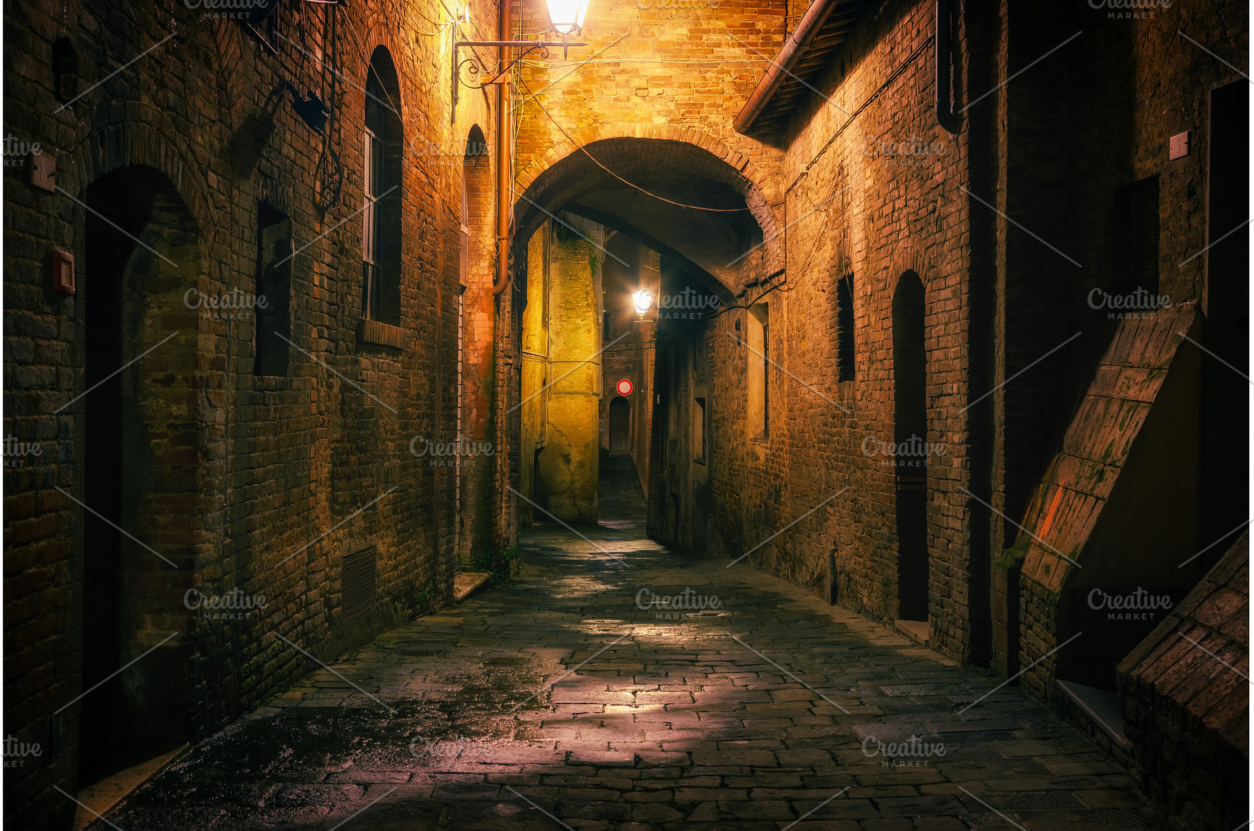 Narrow street in Siena, Italy, an Architecture Photo by sborisov