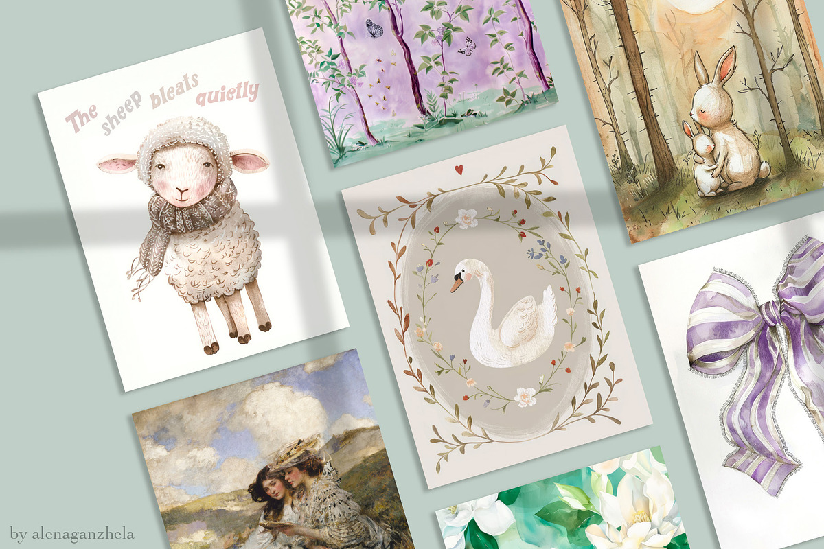 INFANT - vintage nursery art posters, a Background Graphic by alenaganzhela (Photo 4 of 8)