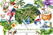 Rainforest Watercolor Vintage Nature, an Illustration by DreamCafeArt (Thumbnail 1 of 7)