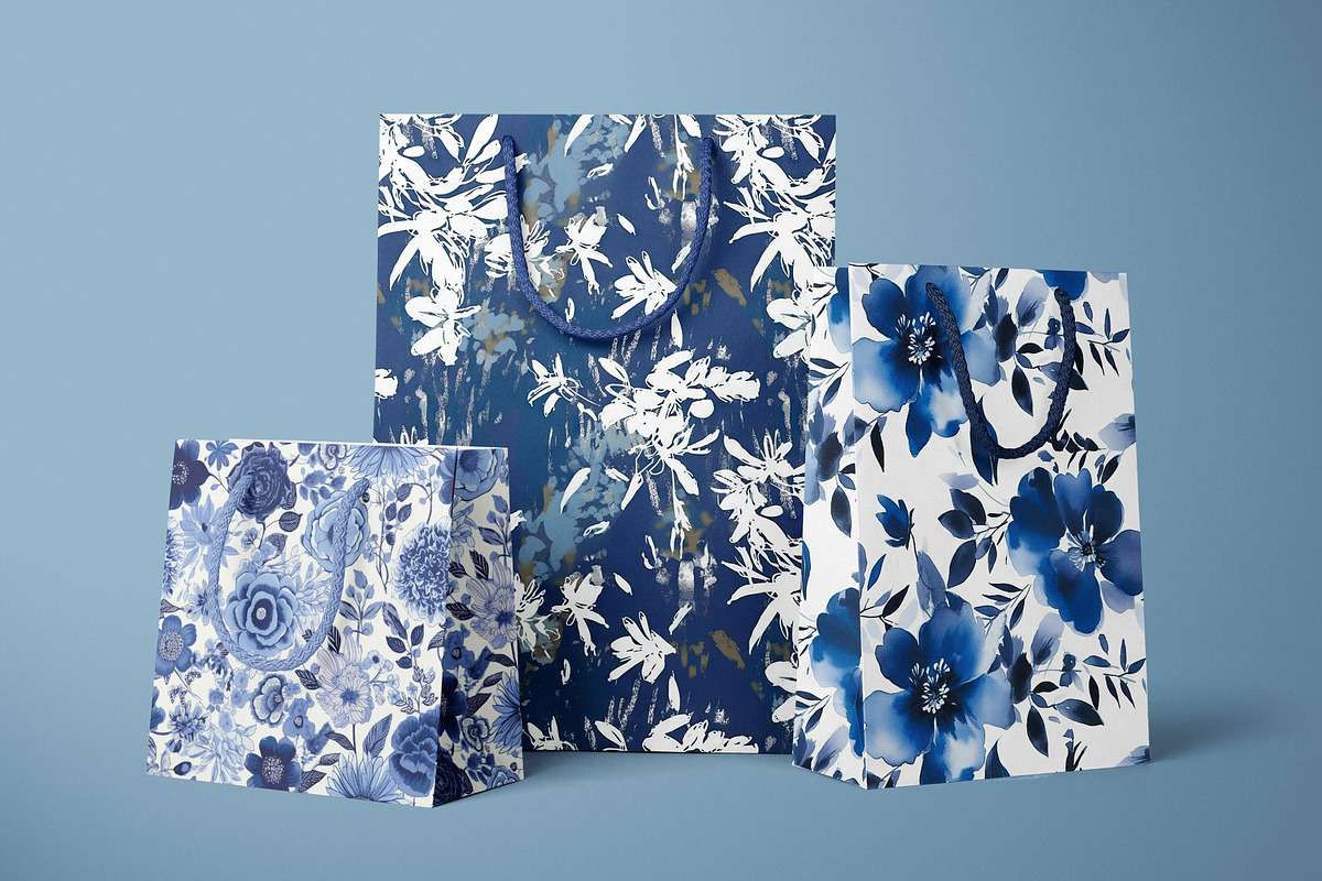 Blue on white floral patterns, a Pattern Graphic by Ninterints (Photo 17 of 18)