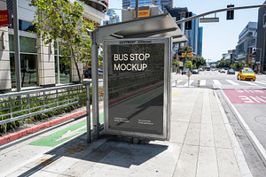 Downtown Bus Stop Billboard Mockup