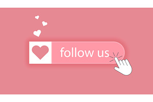 Soft pink banner with follow us, an Object Illustration by Tati_Kli