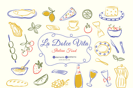 Whimsical Italian food, an Object Graphic by Groovy Arts
