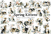Collection of Spring Kittens Clipart, an Illustration by DreamCafeArt (Thumbnail 1 of 8)