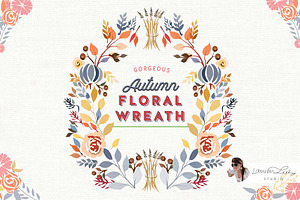 Floral Wreath Autumn Fall Decor