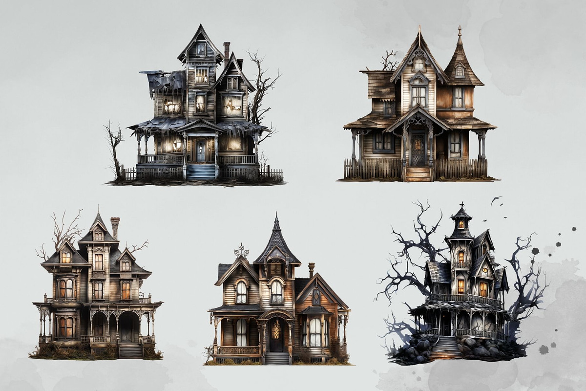 10 Haunted House Cliparts, an Object Illustration by Nuchylee Photo (Photo 2 of 4)
