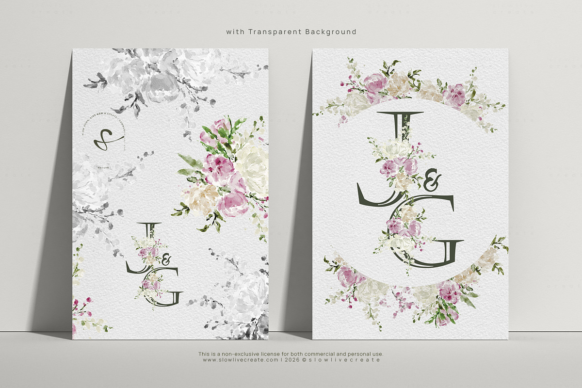 Bloom | Wedding Watercolor Florals, a Pattern Graphic by slowlivecreate (Photo 3 of 7)