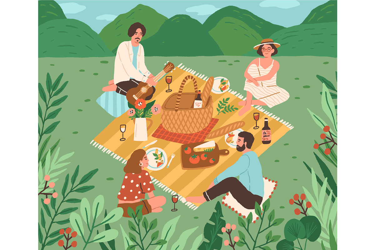 Friends at summer picnic, a Person Illustration by Good Studio (Photo 1 of 4)